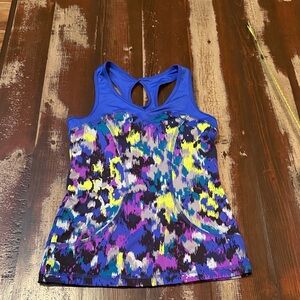 Women’s Blue Multi Printed Athletic Tank